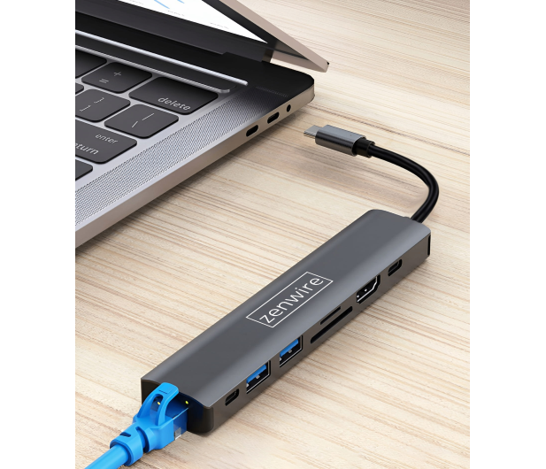 Zenwire Hub USB-C 8w1 HDMI 4K 60 Hz RJ-45 SD Macbook - 1604634 - zdjęcie 3